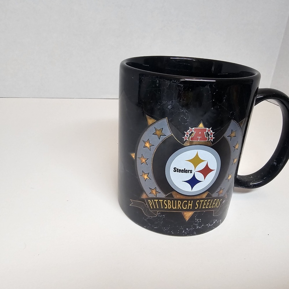 Pittsburgh Steelers Black Marble Style Coffee Mug Ceramic NFL Football Team Logo